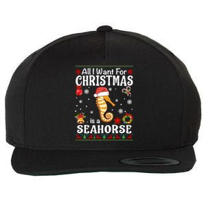 All I Want For Christmas Is A Seahorse Ugly Sweater Xmas Gift Wool Snapback Cap