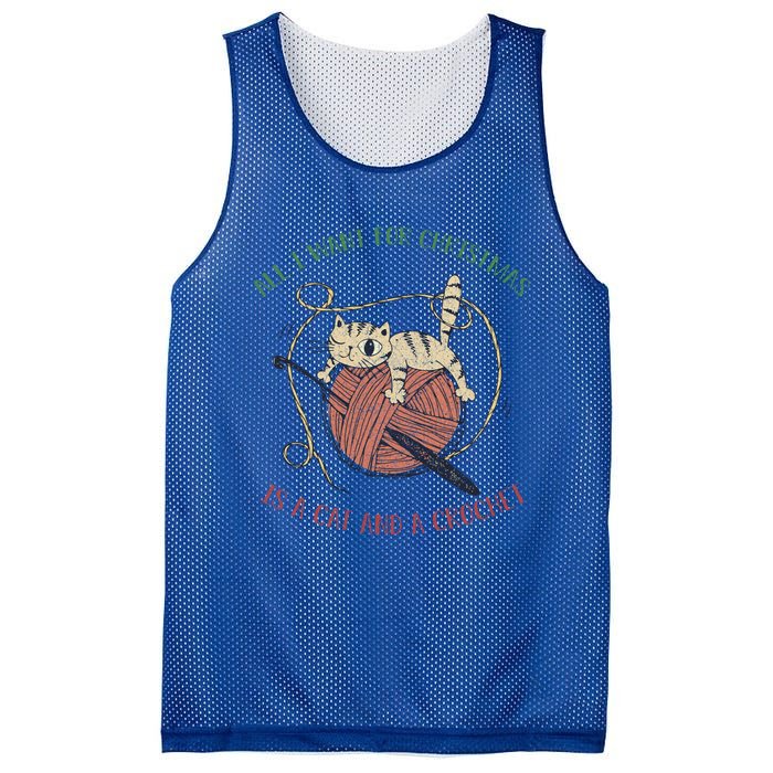 All I Want For Christmas Is A Cat And A Crochet Gift Mesh Reversible Basketball Jersey Tank