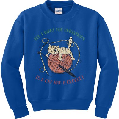 All I Want For Christmas Is A Cat And A Crochet Gift Kids Sweatshirt