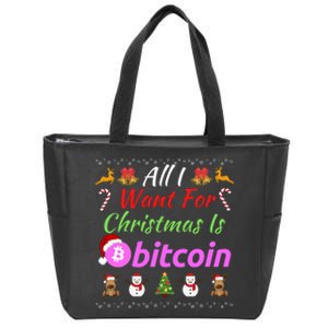 All I Want For Christmas Is Bitcoin, Bitcoin Plan B, Funny Retirement Plan Zip Tote Bag