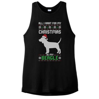 All I Want For My Christmas Poodle Cute Dog Ugly Xmas Pajama Gift Ladies PosiCharge Tri-Blend Wicking Tank