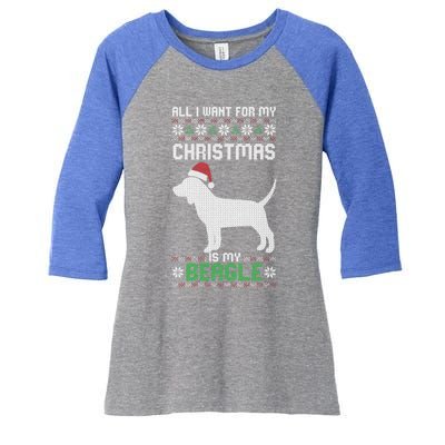 All I Want For My Christmas Poodle Cute Dog Ugly Xmas Pajama Gift Women's Tri-Blend 3/4-Sleeve Raglan Shirt