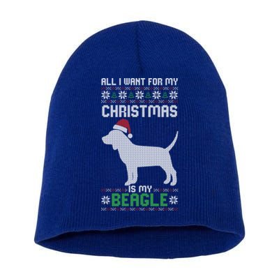 All I Want For My Christmas Poodle Cute Dog Ugly Xmas Pajama Gift Short Acrylic Beanie