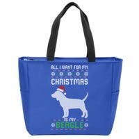 All I Want For My Christmas Poodle Cute Dog Ugly Xmas Pajama Gift Zip Tote Bag