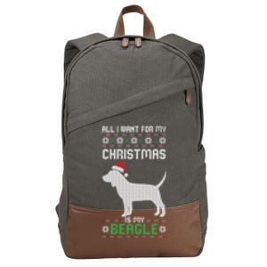 All I Want For My Christmas Poodle Cute Dog Ugly Xmas Pajama Gift Cotton Canvas Backpack