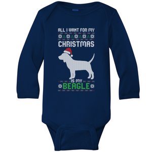 All I Want For My Christmas Poodle Cute Dog Ugly Xmas Pajama Gift Baby Long Sleeve Bodysuit