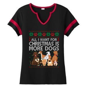 All I Want For Christmas Is More Dogs Ugly Xmas Gift Ladies Halftime Notch Neck Tee