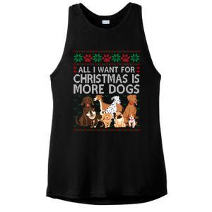 All I Want For Christmas Is More Dogs Ugly Xmas Gift Ladies PosiCharge Tri-Blend Wicking Tank