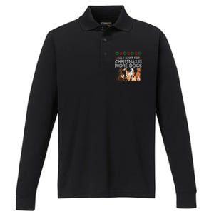 All I Want For Christmas Is More Dogs Ugly Xmas Gift Performance Long Sleeve Polo