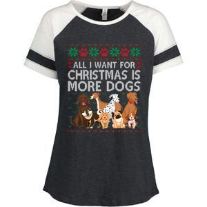 All I Want For Christmas Is More Dogs Ugly Xmas Gift Enza Ladies Jersey Colorblock Tee