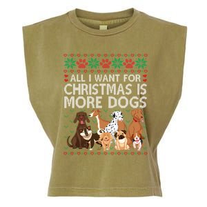 All I Want For Christmas Is More Dogs Ugly Xmas Gift Garment-Dyed Women's Muscle Tee