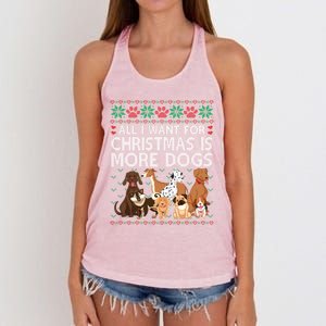 All I Want For Christmas Is More Dogs Ugly Xmas Gift Women's Knotted Racerback Tank