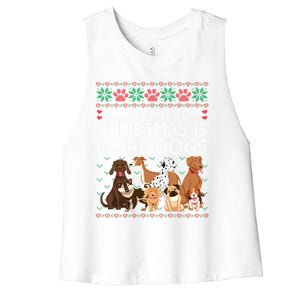 All I Want For Christmas Is More Dogs Ugly Xmas Gift Women's Racerback Cropped Tank