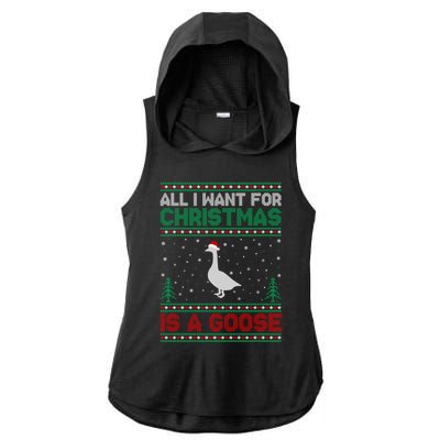 All I Want For Xmas Is A Goose Ugly Christmas Sweater Great Gift Ladies PosiCharge Tri-Blend Wicking Draft Hoodie Tank