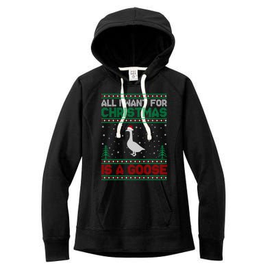 All I Want For Xmas Is A Goose Ugly Christmas Sweater Great Gift Women's Fleece Hoodie