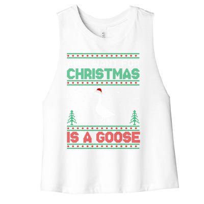 All I Want For Xmas Is A Goose Ugly Christmas Sweater Great Gift Women's Racerback Cropped Tank