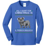 All I Want For Christmas Is A French Bulldog Ugly Xmas Great Gift Kids Long Sleeve Shirt