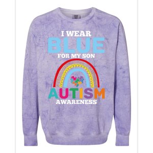 Autism I Wear For My Son Autism Awareness Month Autism Mom Funny Gift Colorblast Crewneck Sweatshirt