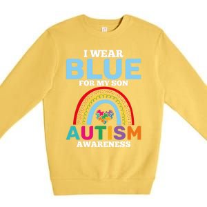 Autism I Wear For My Son Autism Awareness Month Autism Mom Funny Gift Premium Crewneck Sweatshirt