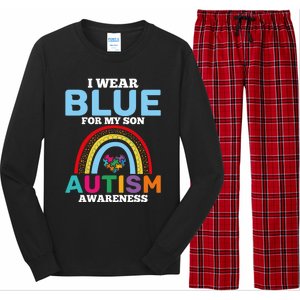 Autism I Wear For My Son Autism Awareness Month Autism Mom Funny Gift Long Sleeve Pajama Set