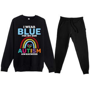 Autism I Wear For My Son Autism Awareness Month Autism Mom Funny Gift Premium Crewneck Sweatsuit Set