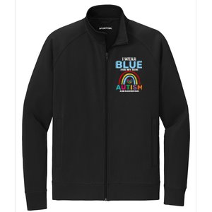 Autism I Wear For My Son Autism Awareness Month Autism Mom Funny Gift Stretch Full-Zip Cadet Jacket