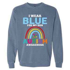 Autism I Wear For My Son Autism Awareness Month Autism Mom Funny Gift Garment-Dyed Sweatshirt