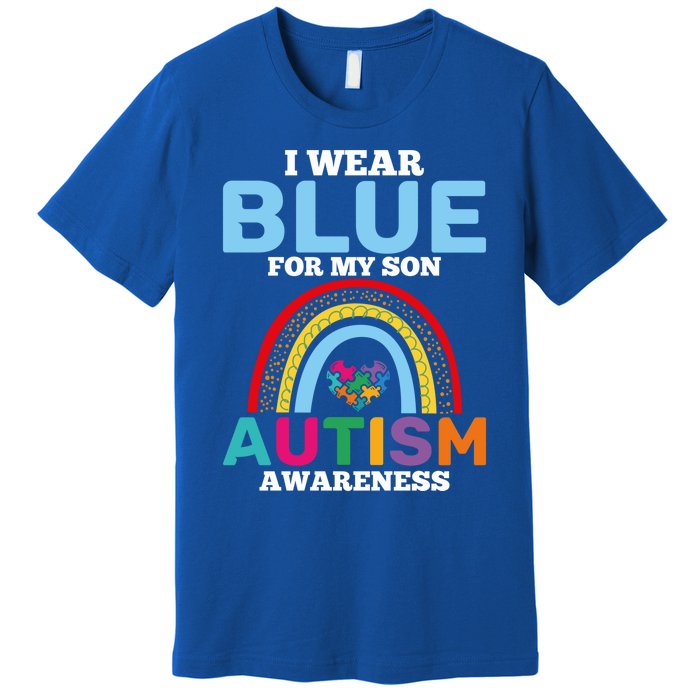 Autism I Wear For My Son Autism Awareness Month Autism Mom Funny Gift Premium T-Shirt