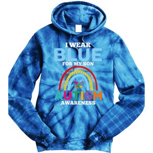 Autism I Wear For My Son Autism Awareness Month Autism Mom Funny Gift Tie Dye Hoodie