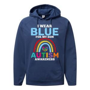 Autism I Wear For My Son Autism Awareness Month Autism Mom Funny Gift Performance Fleece Hoodie