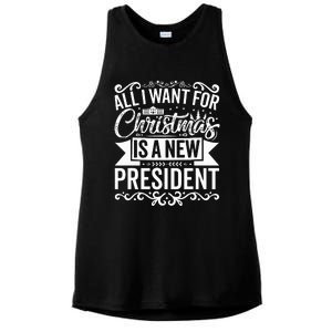 All I Want For Christmas Is A New President Xmas Sweater  Ladies PosiCharge Tri-Blend Wicking Tank