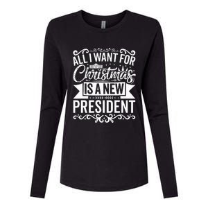 All I Want For Christmas Is A New President Xmas Sweater  Womens Cotton Relaxed Long Sleeve T-Shirt