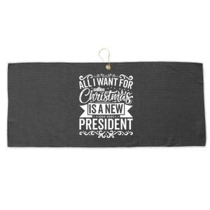 All I Want For Christmas Is A New President Xmas Sweater  Large Microfiber Waffle Golf Towel