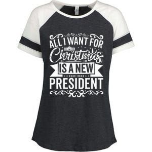 All I Want For Christmas Is A New President Xmas Sweater  Enza Ladies Jersey Colorblock Tee