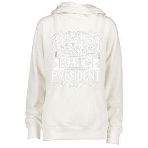 All I Want For Christmas Is A New President Xmas Sweater  Womens Funnel Neck Pullover Hood