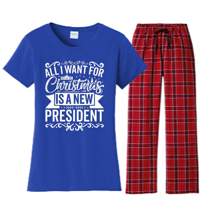 All I Want For Christmas Is A New President Xmas Sweater  Women's Flannel Pajama Set