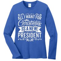 All I Want For Christmas Is A New President Xmas Sweater  Ladies Long Sleeve Shirt