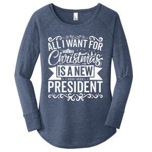 All I Want For Christmas Is A New President Xmas Sweater  Women's Perfect Tri Tunic Long Sleeve Shirt