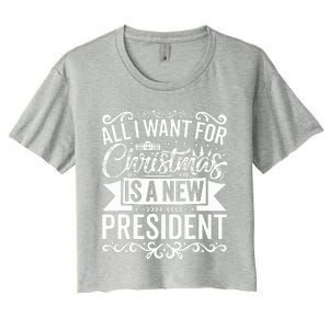 All I Want For Christmas Is A New President Xmas Sweater  Women's Crop Top Tee