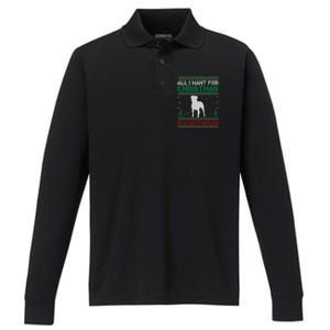 All I Want For Xmas Is A Rottweiler Dog Ugly Xmas Sweater Cute Gift Performance Long Sleeve Polo