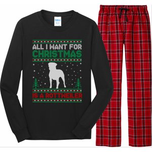 All I Want For Xmas Is A Rottweiler Dog Ugly Xmas Sweater Cute Gift Long Sleeve Pajama Set