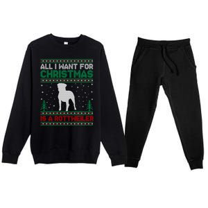 All I Want For Xmas Is A Rottweiler Dog Ugly Xmas Sweater Cute Gift Premium Crewneck Sweatsuit Set