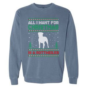 All I Want For Xmas Is A Rottweiler Dog Ugly Xmas Sweater Cute Gift Garment-Dyed Sweatshirt