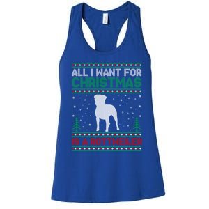 All I Want For Xmas Is A Rottweiler Dog Ugly Xmas Sweater Cute Gift Women's Racerback Tank