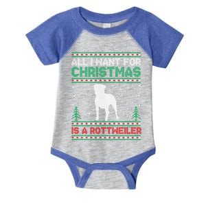 All I Want For Xmas Is A Rottweiler Dog Ugly Xmas Sweater Cute Gift Infant Baby Jersey Bodysuit