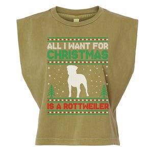 All I Want For Xmas Is A Rottweiler Dog Ugly Xmas Sweater Cute Gift Garment-Dyed Women's Muscle Tee