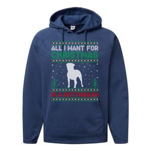 All I Want For Xmas Is A Rottweiler Dog Ugly Xmas Sweater Cute Gift Performance Fleece Hoodie