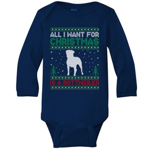 All I Want For Xmas Is A Rottweiler Dog Ugly Xmas Sweater Cute Gift Baby Long Sleeve Bodysuit