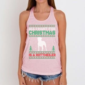 All I Want For Xmas Is A Rottweiler Dog Ugly Xmas Sweater Cute Gift Women's Knotted Racerback Tank