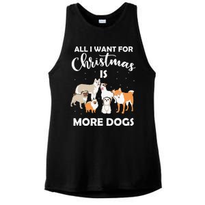 All I Want For Christmas Is More Dogs Funny Xmas Ladies PosiCharge Tri-Blend Wicking Tank